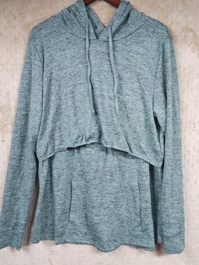 Latched Mama Nursing Knit Hooded Long Sleeve Pullover Top with Hood Size 1X